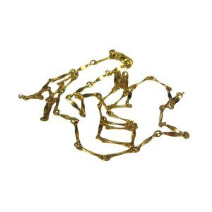 Goldtone Panel Chain Necklace 18 inch Delicate String Strand Jewelry Unisex